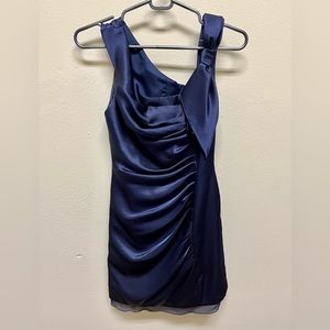 Now Shoulder Navy Blue Cocktail Dress